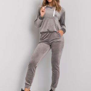 Grey velour set with Cholai pants