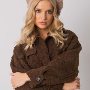 Dark beige women's hat with applique