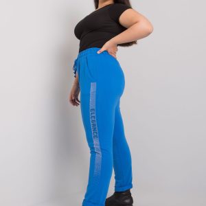 Blue plus size sweatpants with Aelis applique