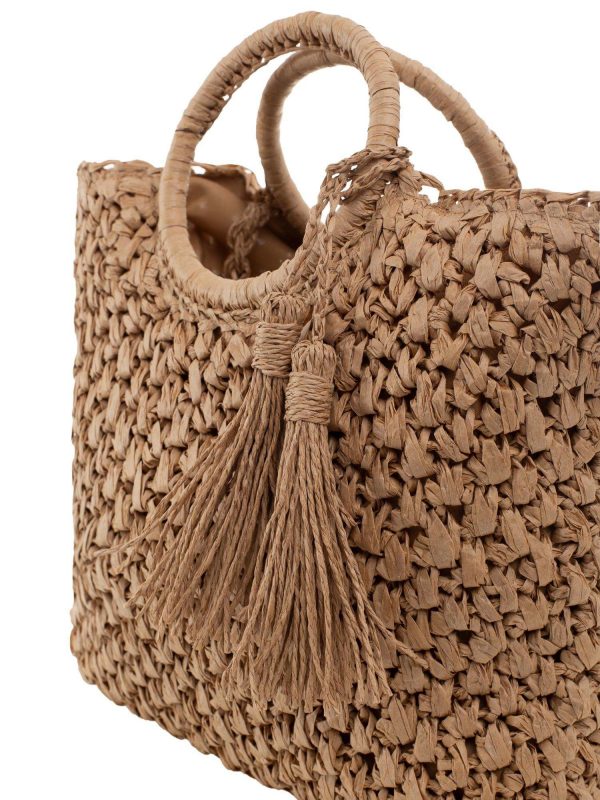 Dark Beige Braided Handbag