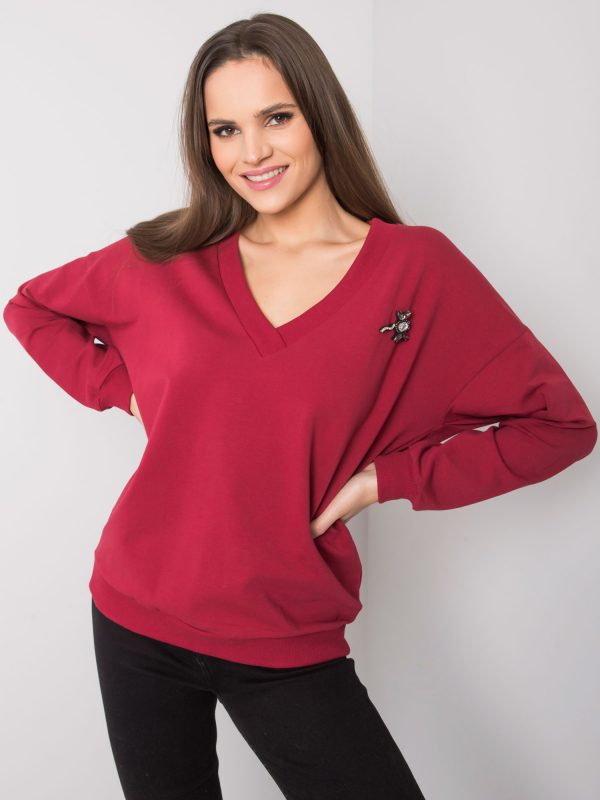 Burgundy sweatshirt with applique Marseille RUE PARIS