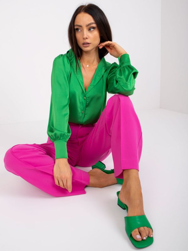 Green smooth shirt for women Lena RUE PARIS