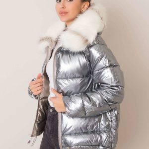 Beige and silver double-sided jacket Francesca