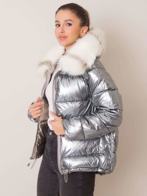 Beige and silver double-sided jacket Francesca