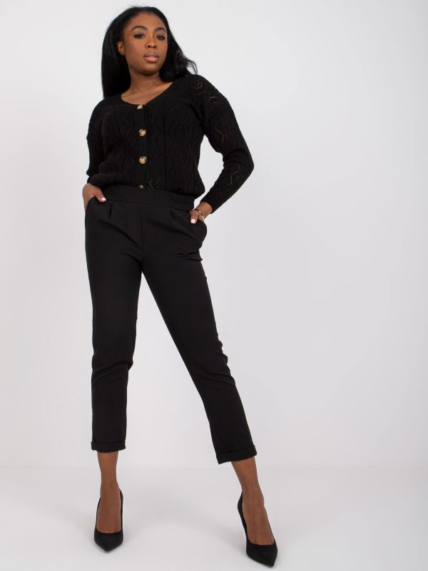 Black Fabric Samanta Cigarette Pants