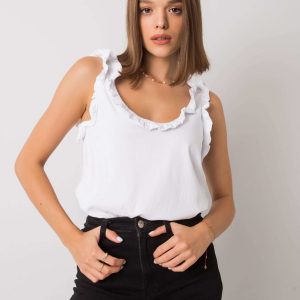 Sarai RUE PARIS white frills top