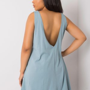 Light Blue Plus Size Dress with Back Neckline Patrinna RUE PARIS