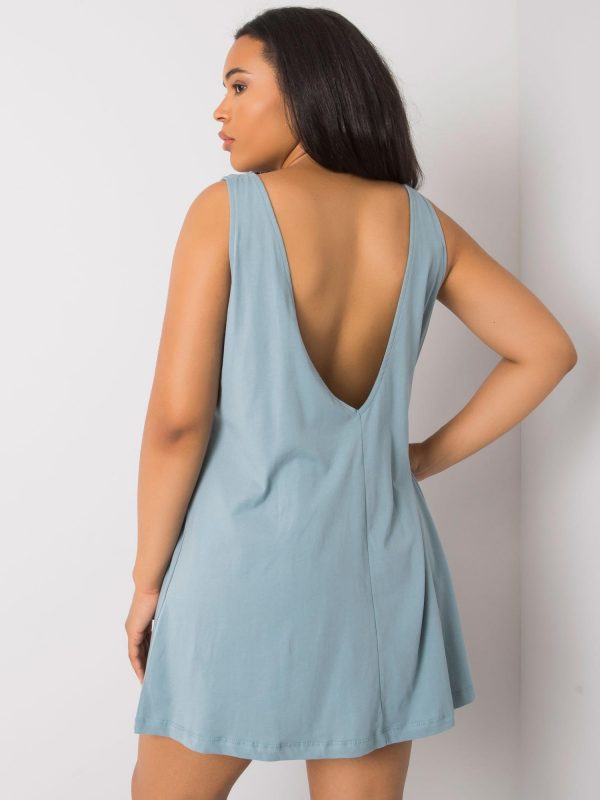 Light Blue Plus Size Dress with Back Neckline Patrinna RUE PARIS