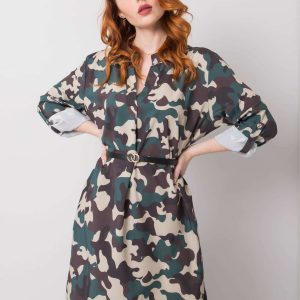 Blaise beige and sea camo dress