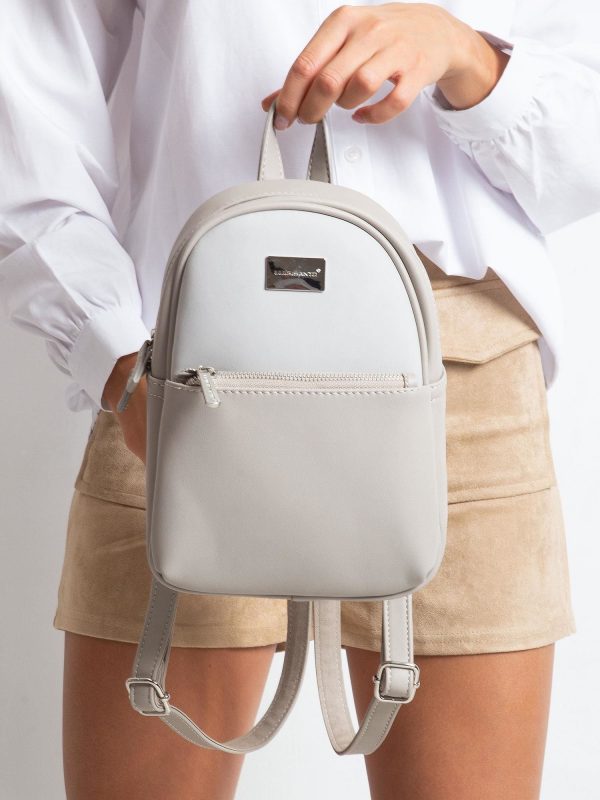 Light Grey Small Eco Leather Backpack