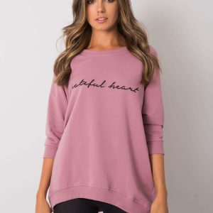 Dirty pink sweatshirt for women without hood Karissa RUE PARIS