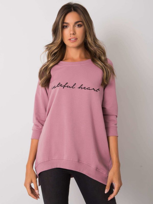 Dirty pink sweatshirt for women without hood Karissa RUE PARIS