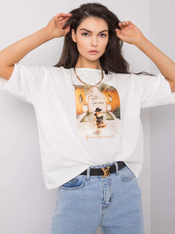 White T-shirt for women with Morris print