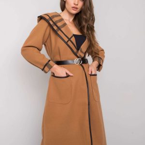 Camel coat with hood Latesha