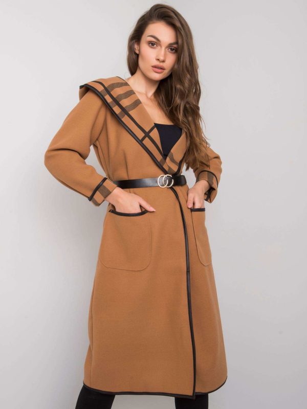 Camel coat with hood Latesha