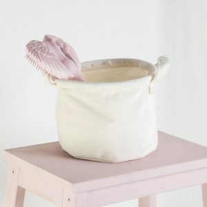 Ecru velvet basket with handles