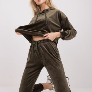 Khaki two-piece velour set Avignon