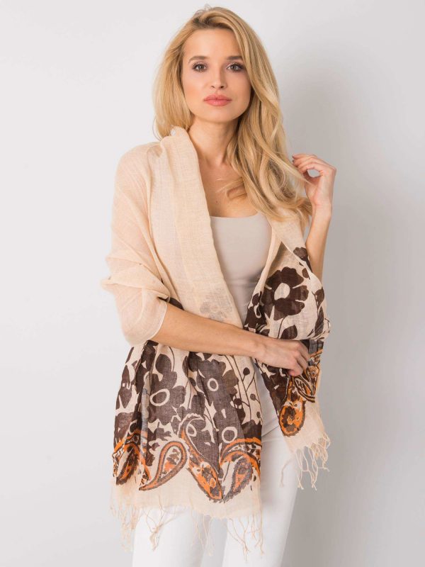 Beige wrap with floral motif