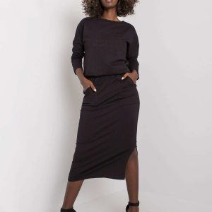 Black cotton set with skirt Maite