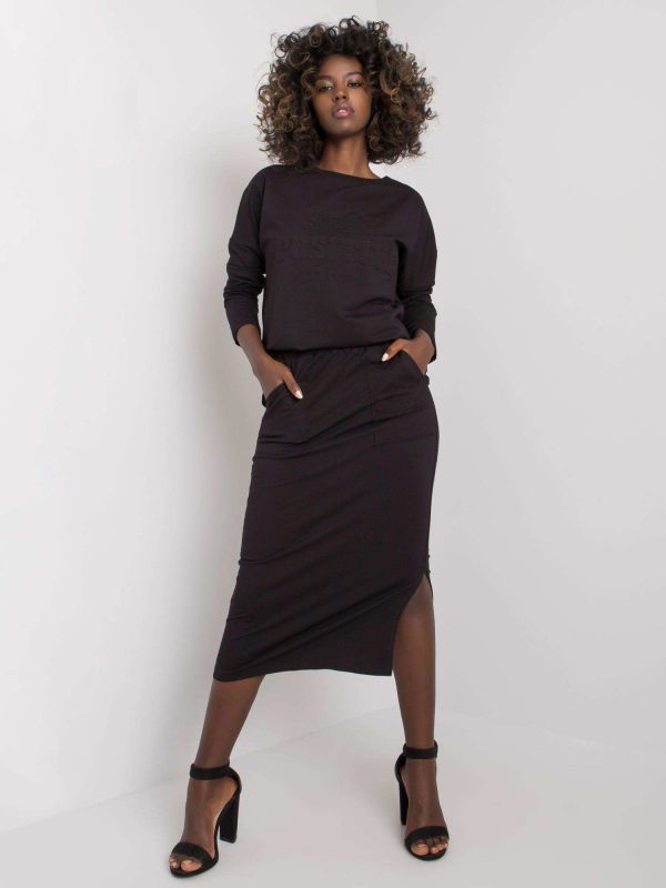 Black cotton set with skirt Maite