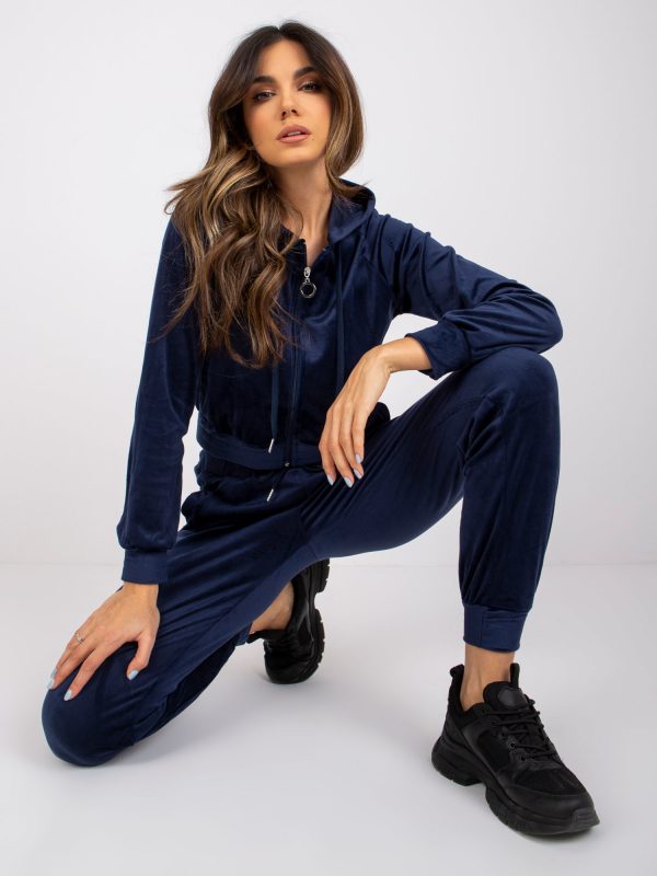 Navy blue velour pants Linda