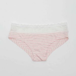 White and pink striped panties