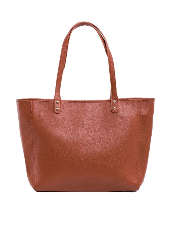 Brown eco leather shopper bag