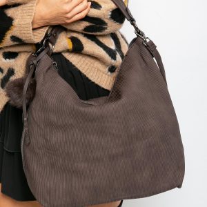 Dark brown striped bag