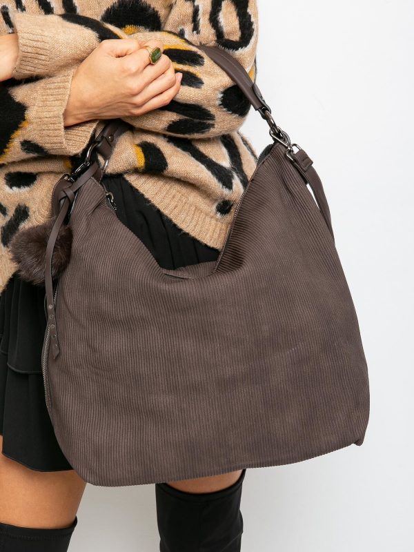 Dark brown striped bag