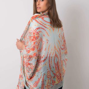 Light blue scarf with colorful patterns