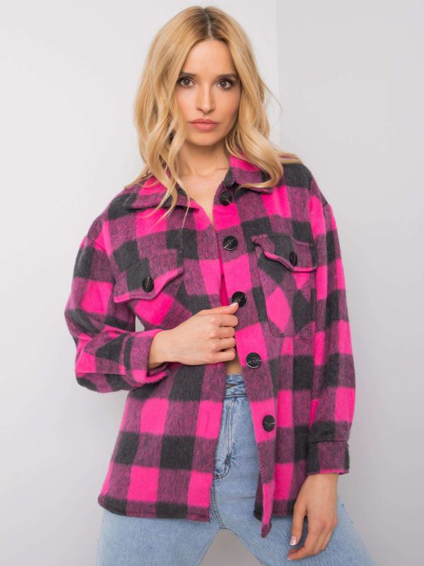 Melany's pink and grey plaid shirt