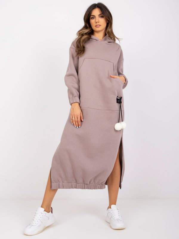 Dark beige long tracksuit dress Bilbao