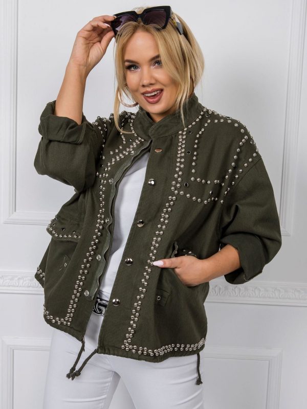 Khaki Plus Size Jeans Jacket Gabby