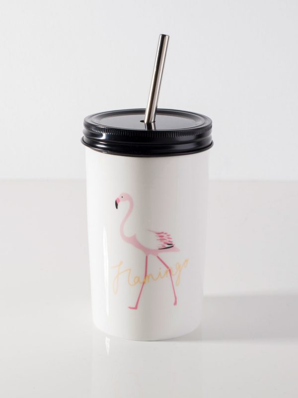 White mug with straw