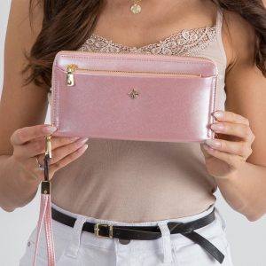 Pink large eco-leather wallet