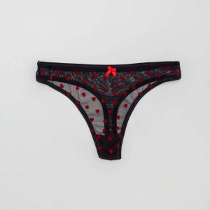 Black and red thong with patterns