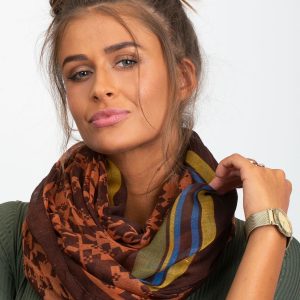 Burgundy scarf with patterns