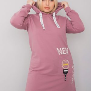 Dirty pink tunic plus size with hood Ashford