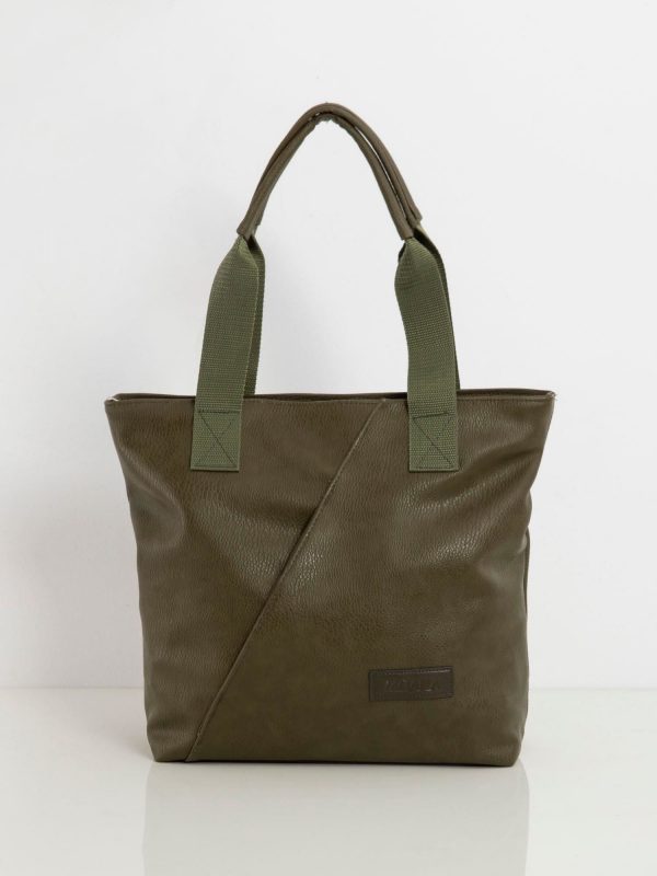 Khaki bag made of eco leather