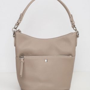 Dark beige handbag with detachable strap