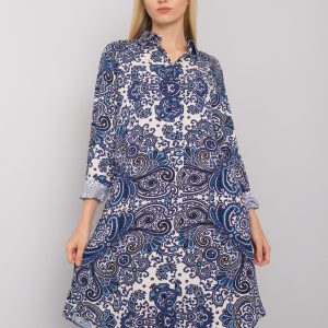 Deep blue dress with prints Dillaina RUE PARIS