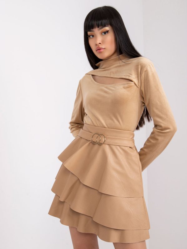 Dark beige velour blouse with long sleeves Kigali