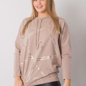 Dark beige plus size blouse with long sleeve Diarra