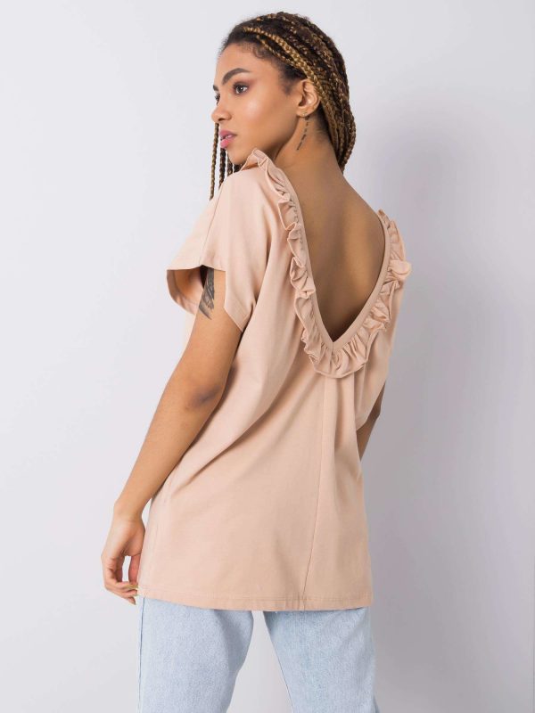 Beige blouse with frills Leanne