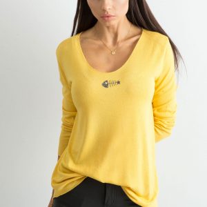 Loose Long Sleeve Blouse Yellow