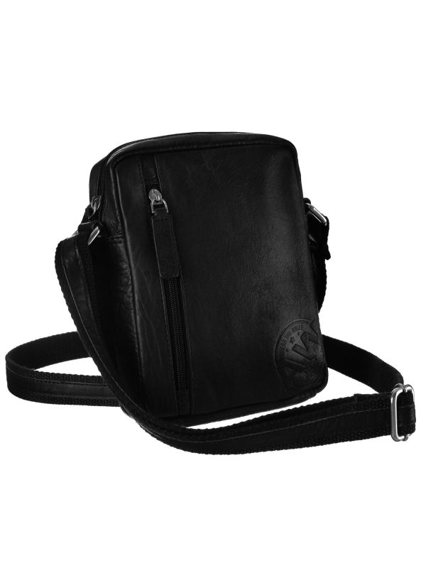 Black Small Leather Men's Handbag