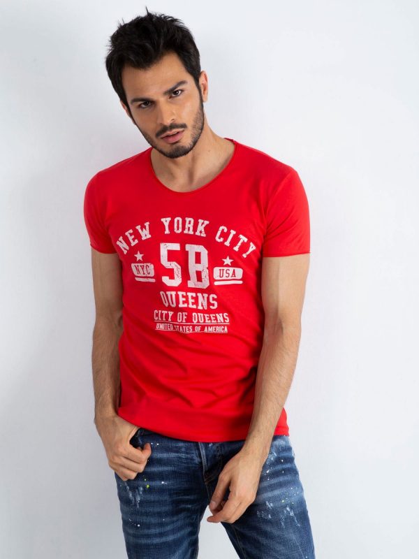 Red Men's T-Shirt Queens