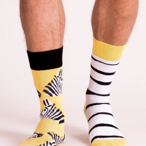 Yellow and black men's socks not to pair