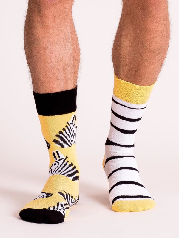 Yellow and black men's socks not to pair