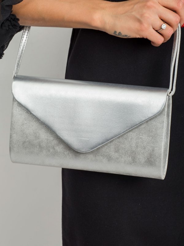 Silver eco leather clutch bag